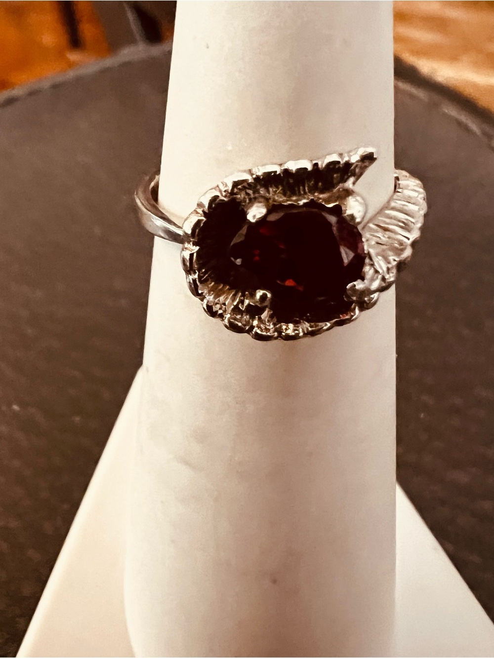 Silver Red Garnet Rope-Accent Ring - Picture 8 of 8